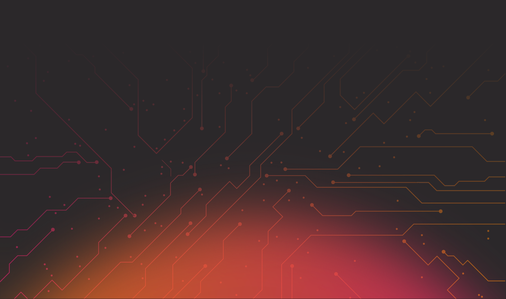 Abstract background featuring a network of circuit lines in orange and pink gradients against a dark backdrop.