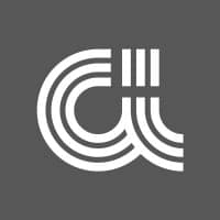 A minimalist logo featuring stylized letters "C" and "A" formed with curved lines against a dark grey background.