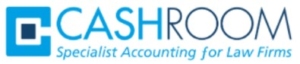 CASHROOM logo with the tagline "Specialist Accounting for Law Firms" in blue and black text.