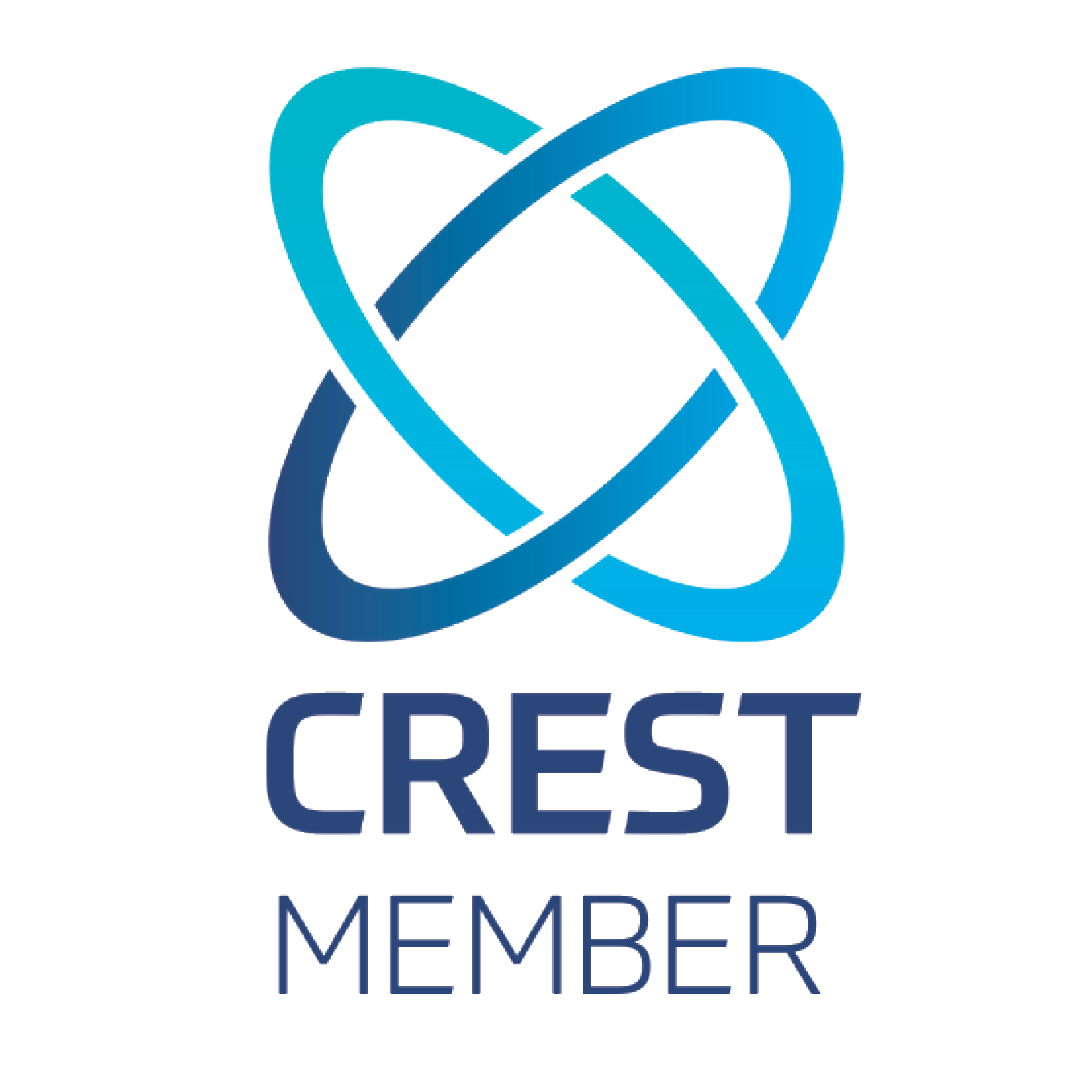 Crest member logo featuring two intertwined blue rings and the text 