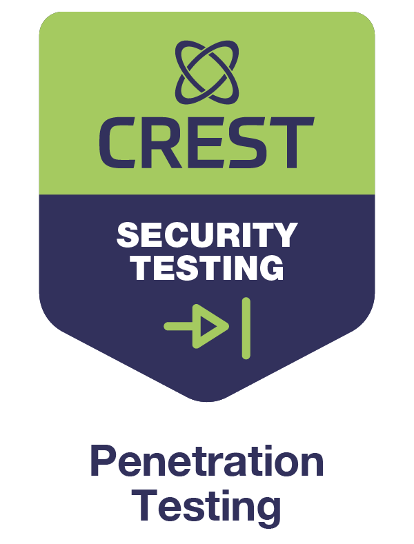CREST badge for penetration testing, featuring the text 