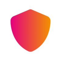 A shield icon with a gradient from pink to orange.