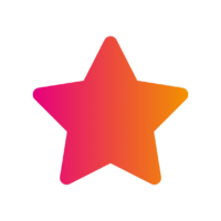 A gradient star shape, transitioning from pink at the top to orange at the bottom, set against a black background.